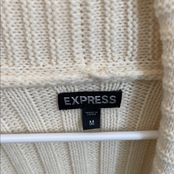 Express Cream Ribbed Cardigan - Picture 2 of 3